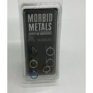 Morbid Metals 20G Nose Rings 6pc Surgical Steel Hoops Silver Black Gold Blue